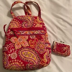 Very Bradley backpack and change purse
